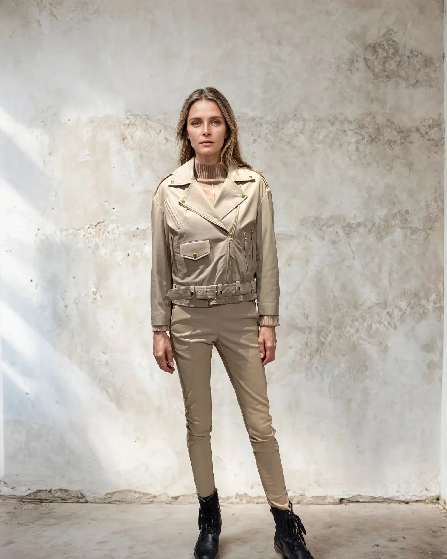 PSAG-19 Skindjakke - Lammeskind - Kvinde - Beige