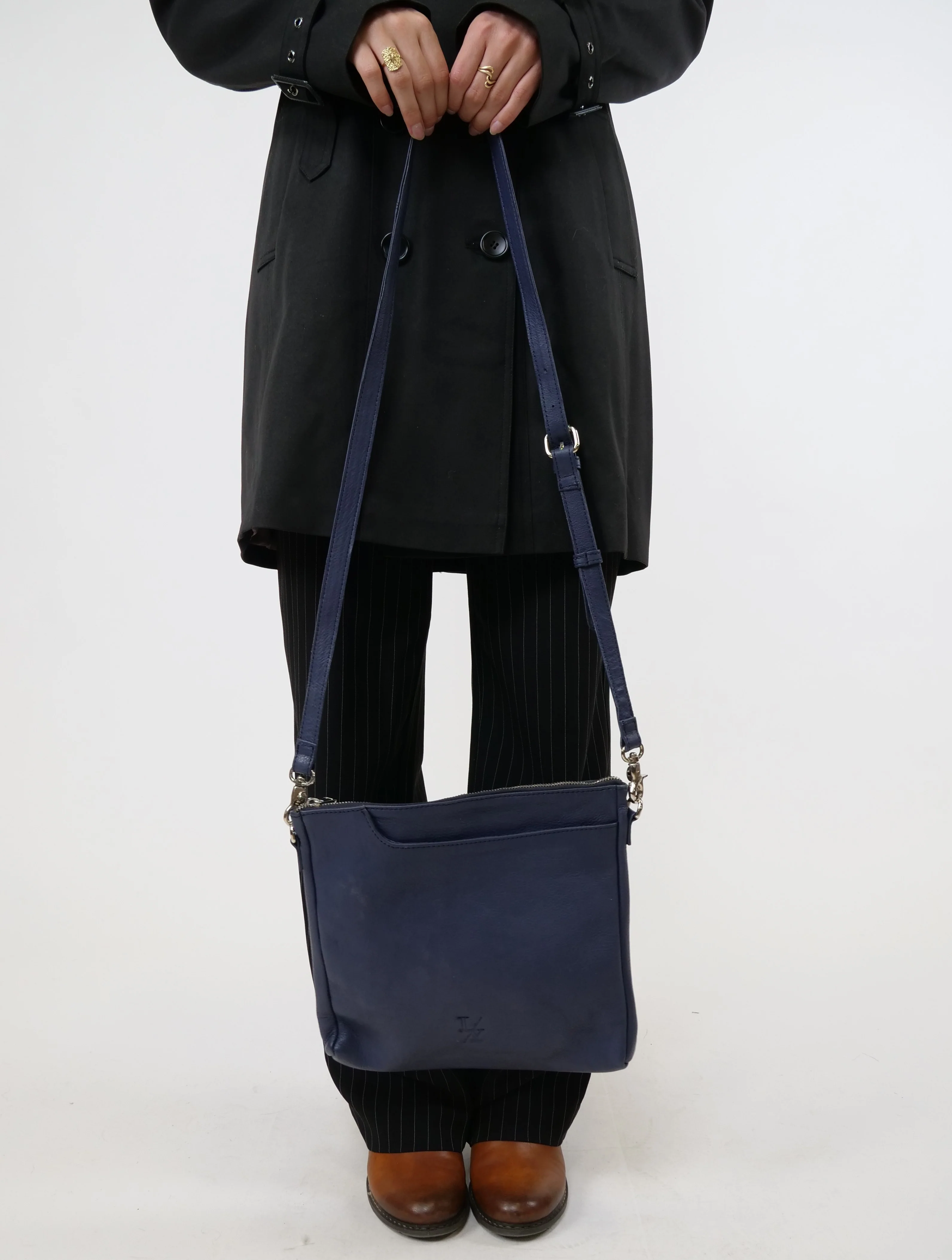 PF -14 taske - læder - accesories - marineblå - Image 3