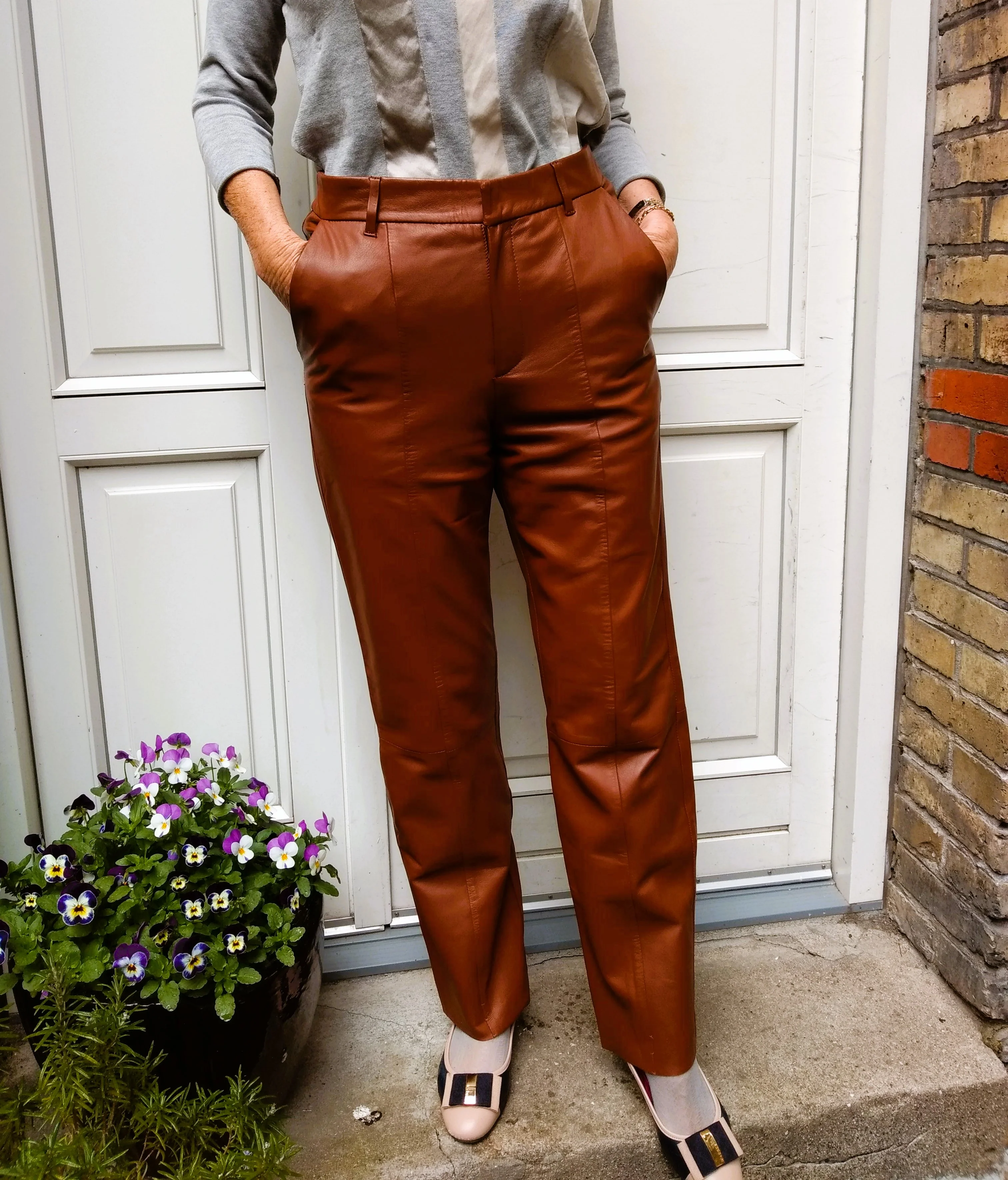 Puk - Cognac - læderbukser - dame - Image 2