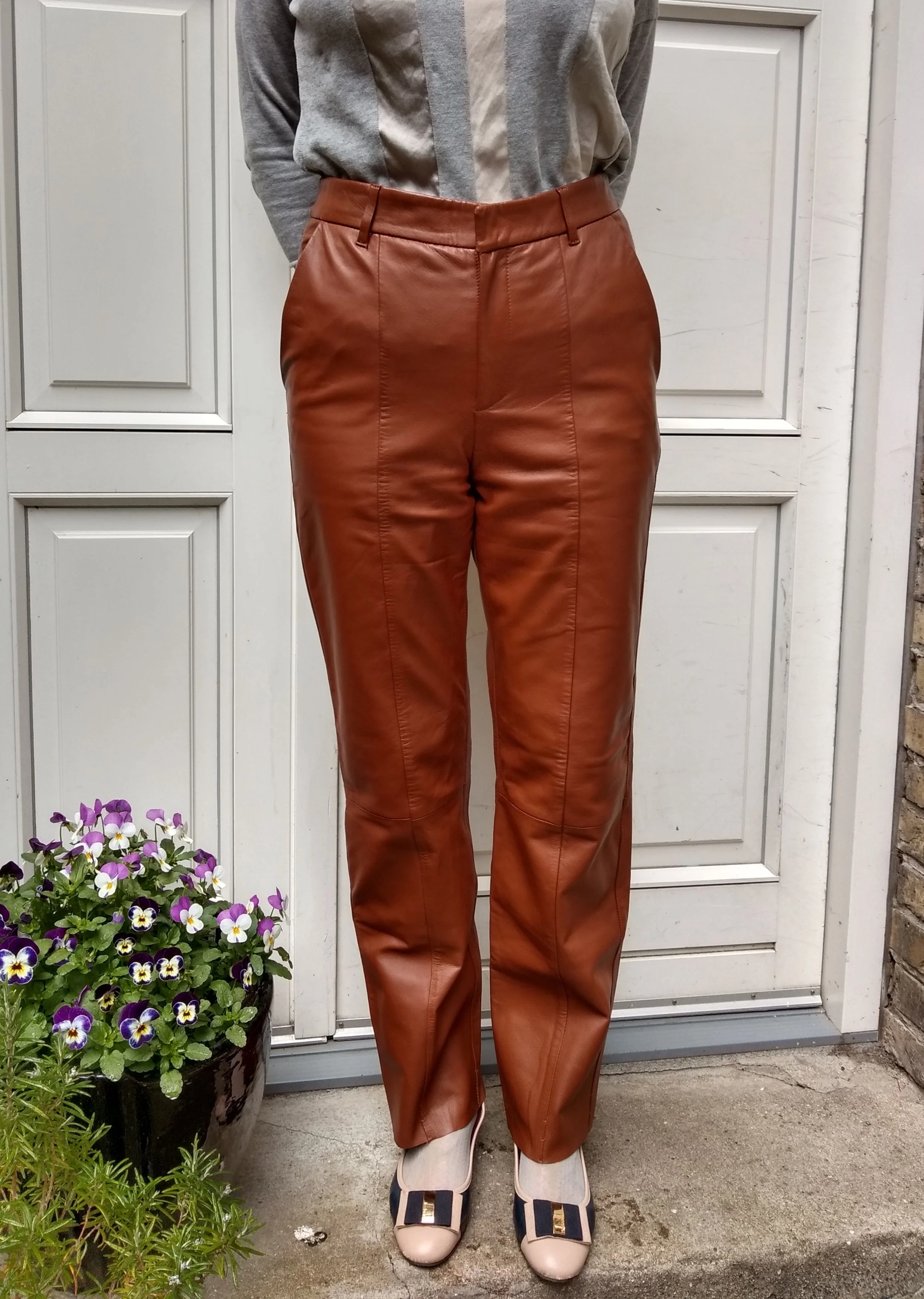 Puk - Cognac - læderbukser - dame - Image 3