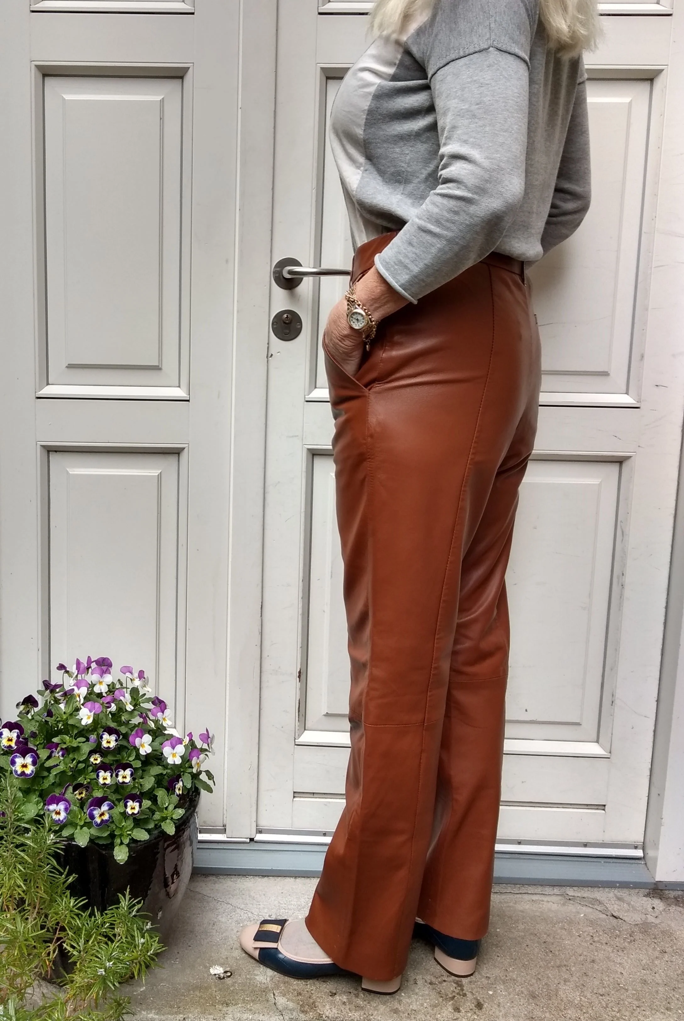 Puk - Cognac - læderbukser - dame - Image 4