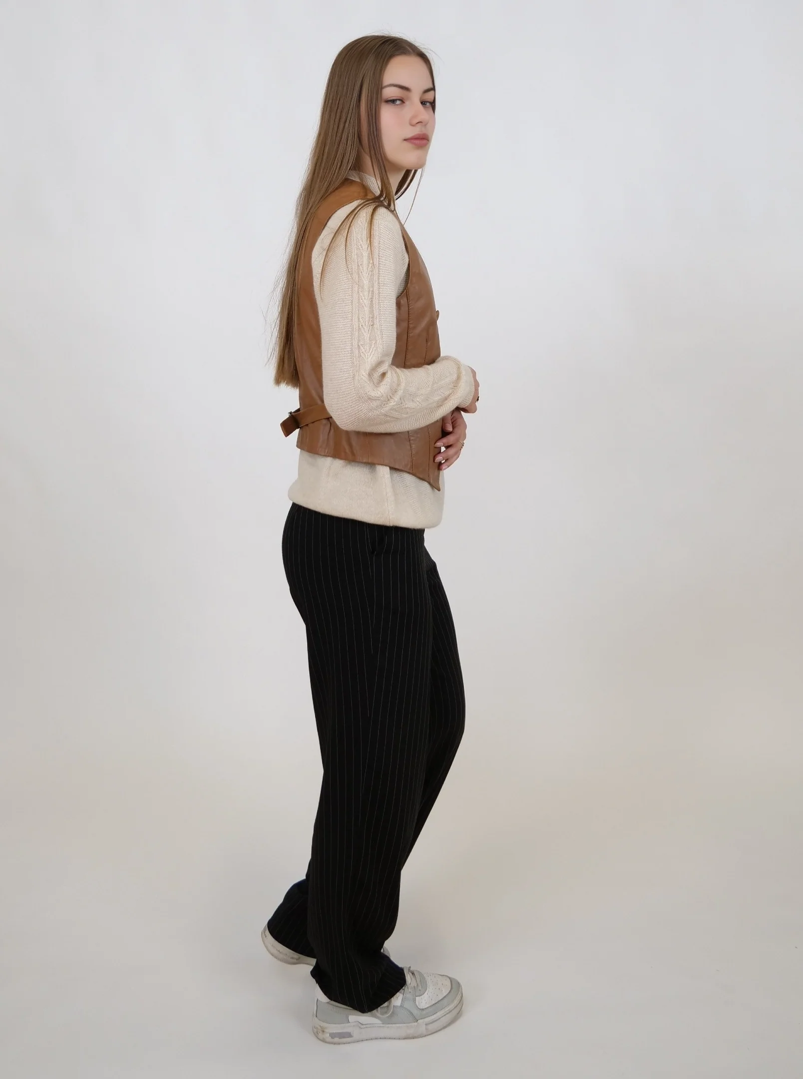 Renny Vest, 46 cm. - Lam Dior læder - Kvinder - Karamel - Image 3