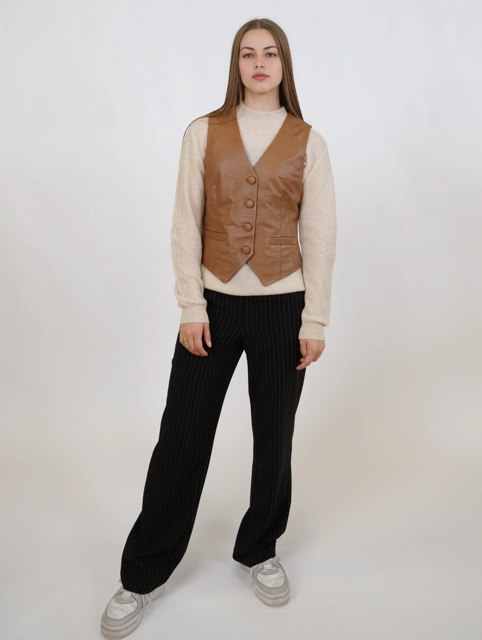 Renny Vest, 46 cm. - Lam Dior læder - Kvinder - Karamel - Image 4