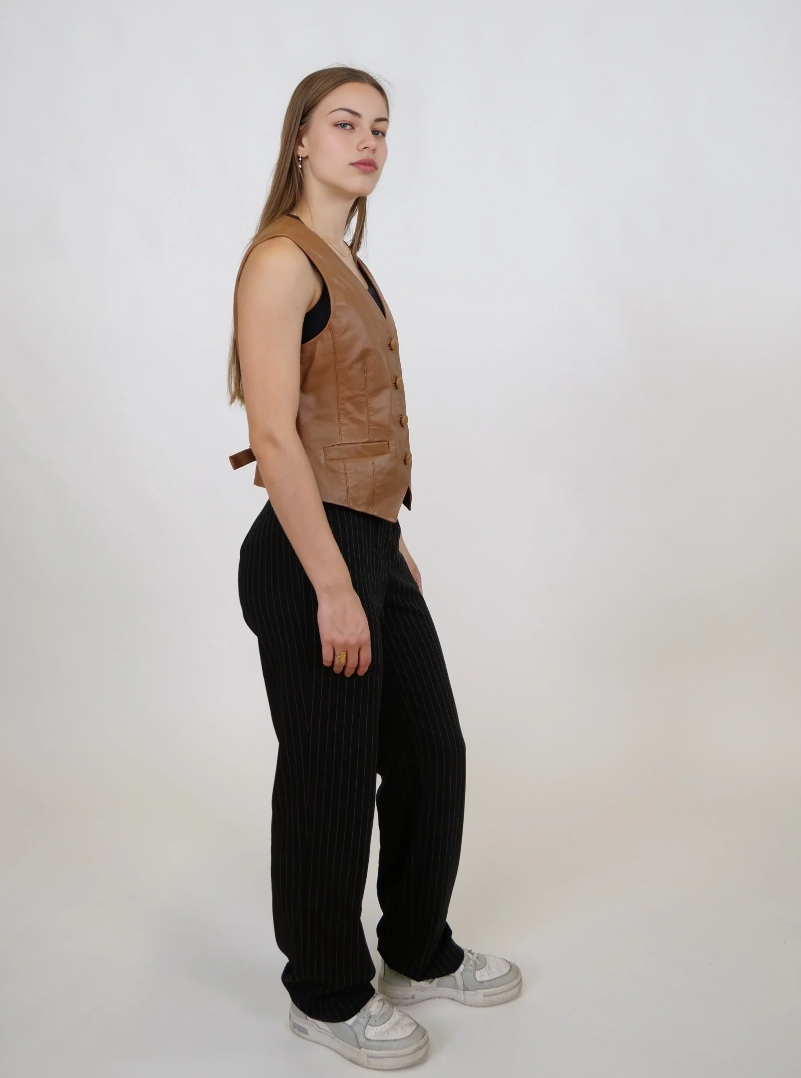 Renny Vest, 46 cm. - Lam Dior læder - Kvinder - Karamel - Image 6