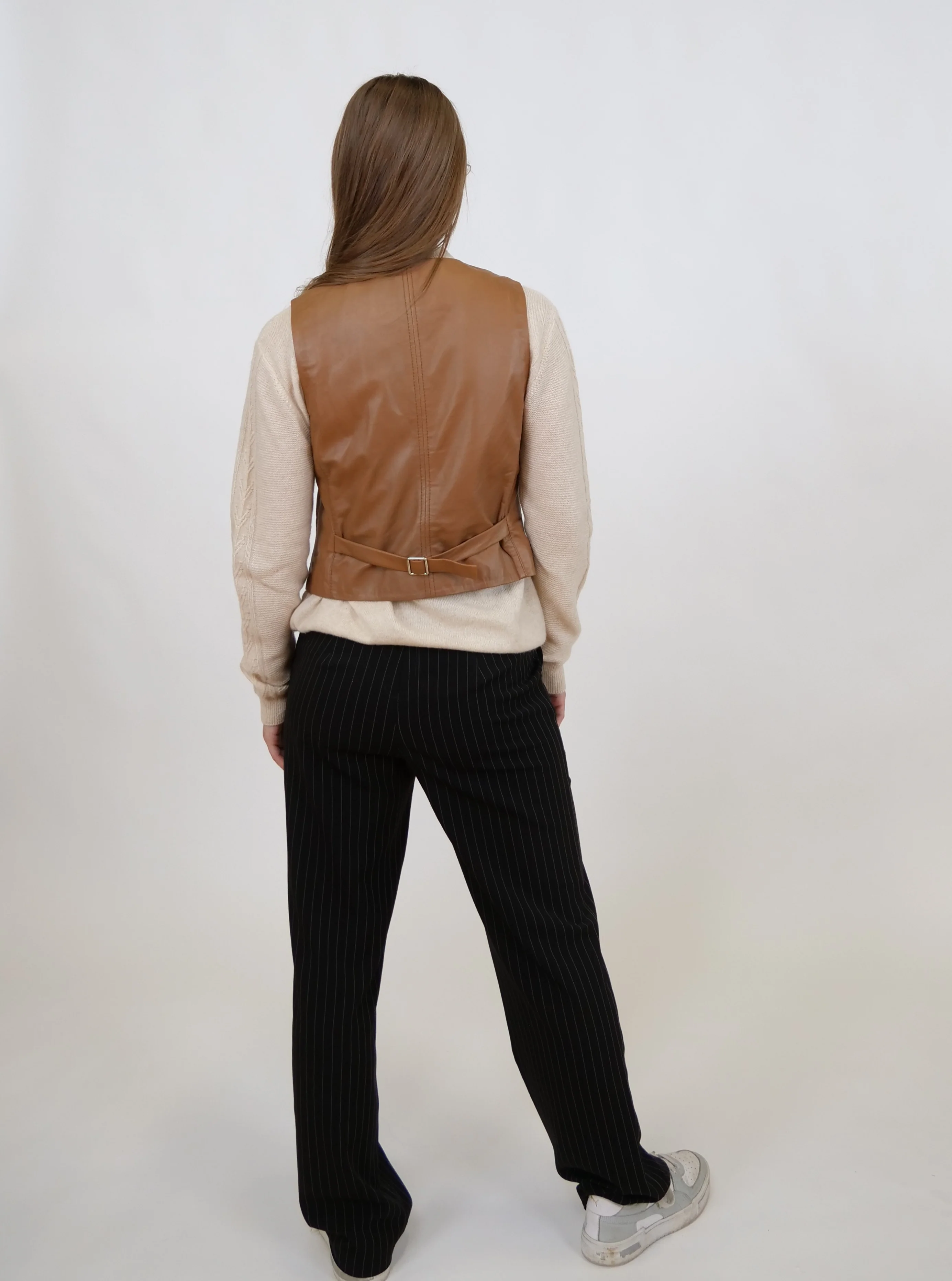 Renny Vest, 46 cm. - Lam Dior læder - Kvinder - Karamel - Image 9