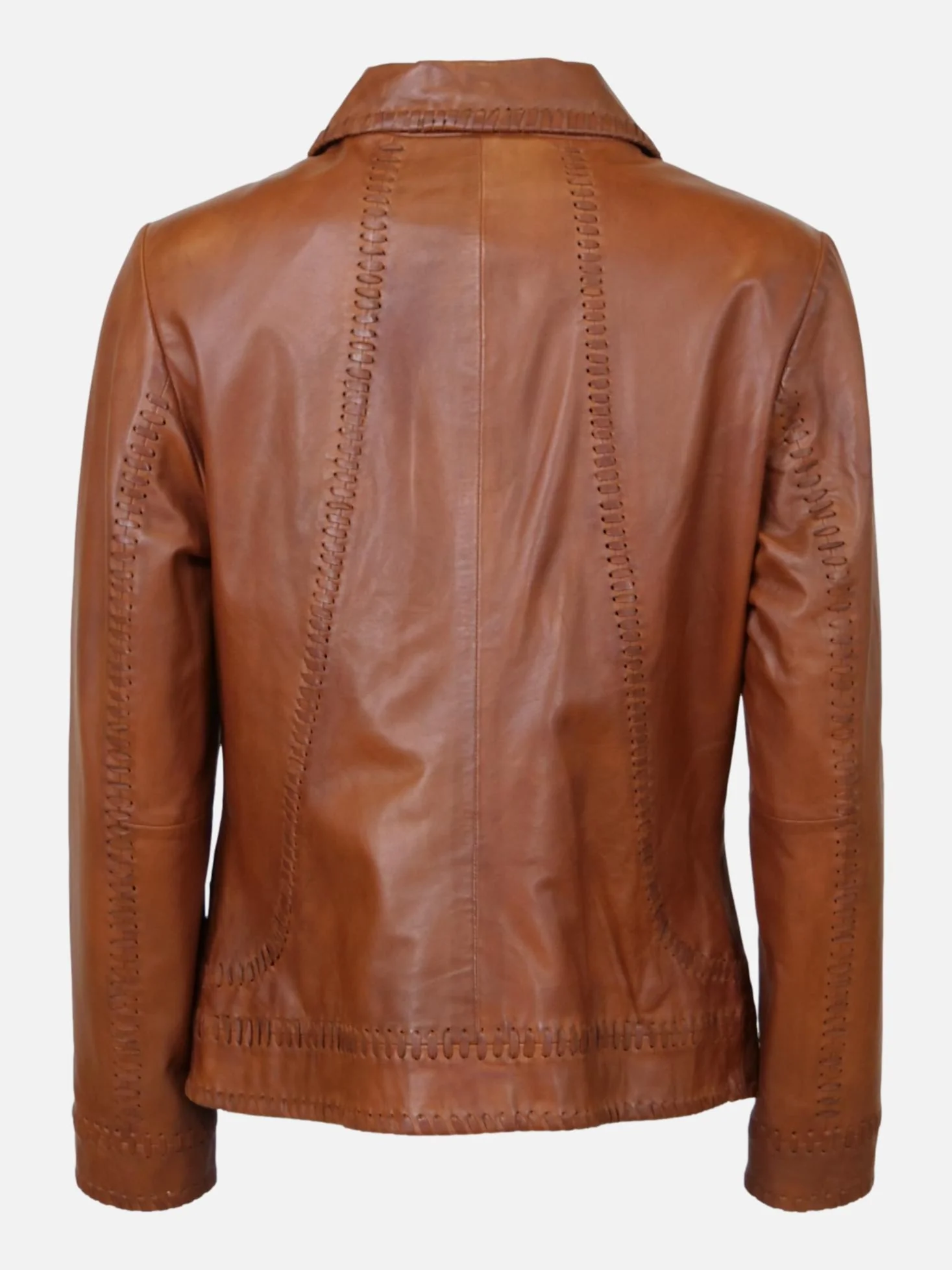 Ruby - komfort, 60 cm. - Lamb Costa læderjakke - Kvinder - Brandy - Image 2