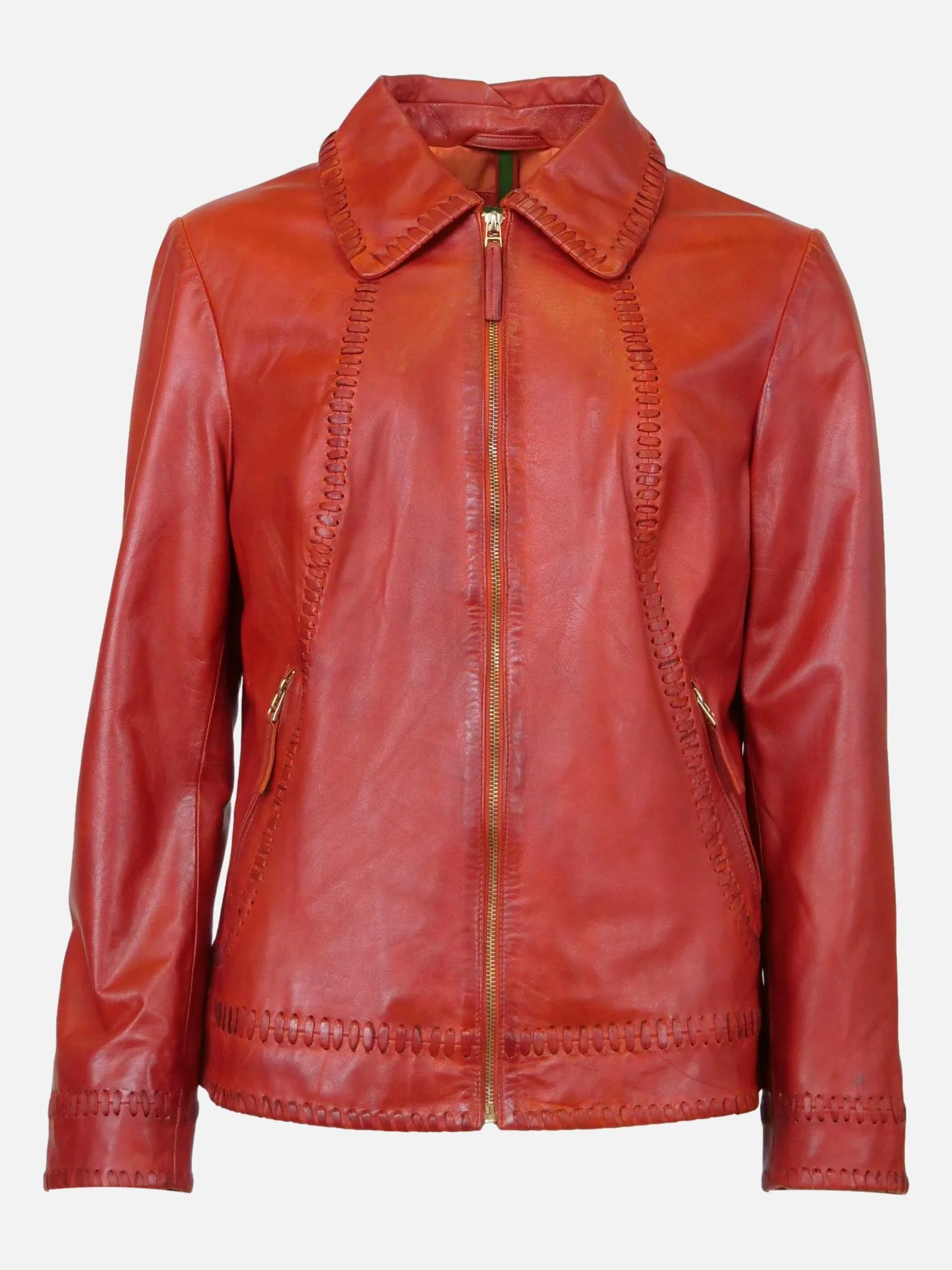 Ruby - komfort, 60 cm. - Lamb Costa læderjakke - Kvinder - Meru Red
