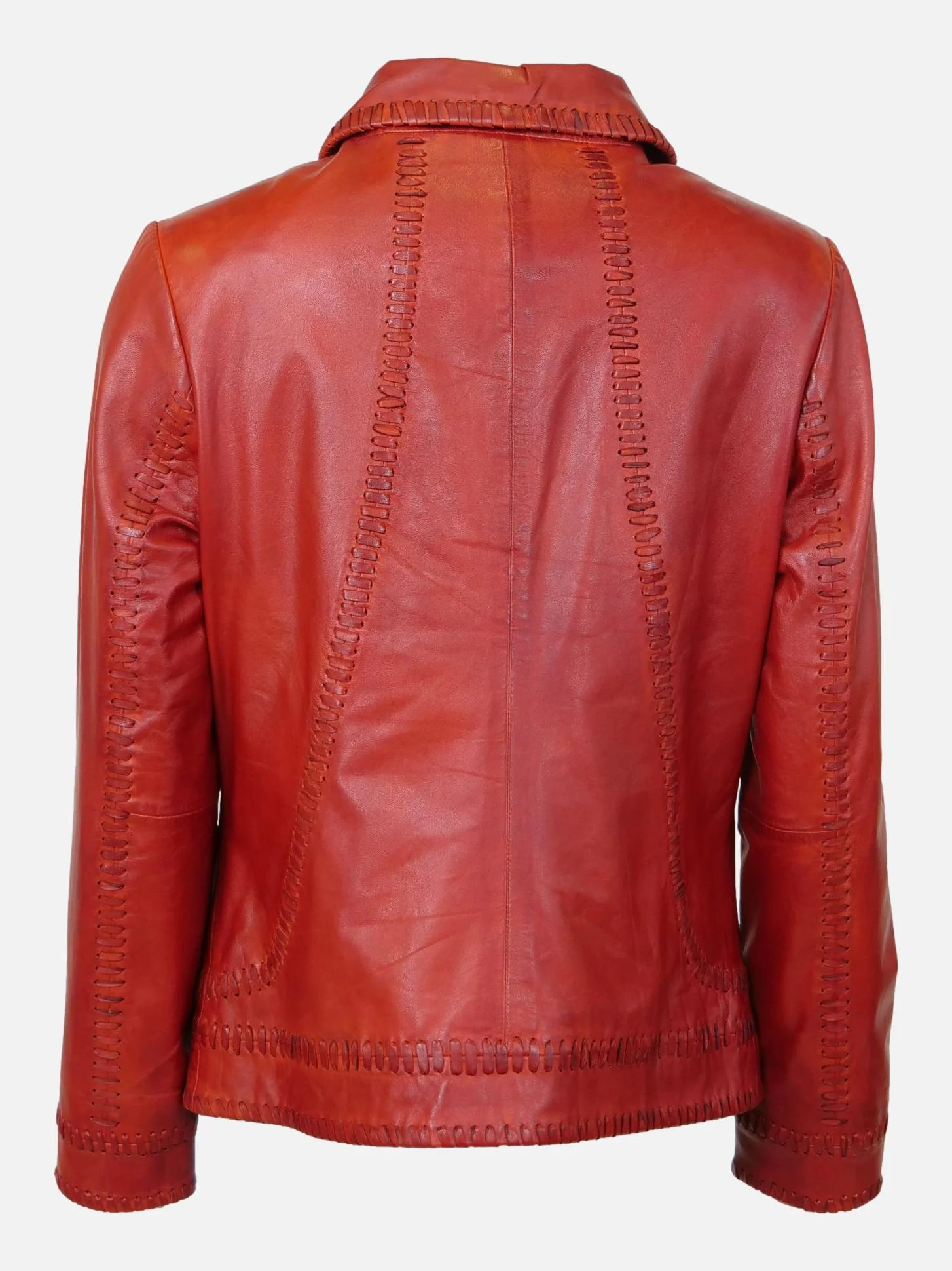 Ruby - komfort, 60 cm. - Lamb Costa læderjakke - Kvinder - Meru Red - Image 2