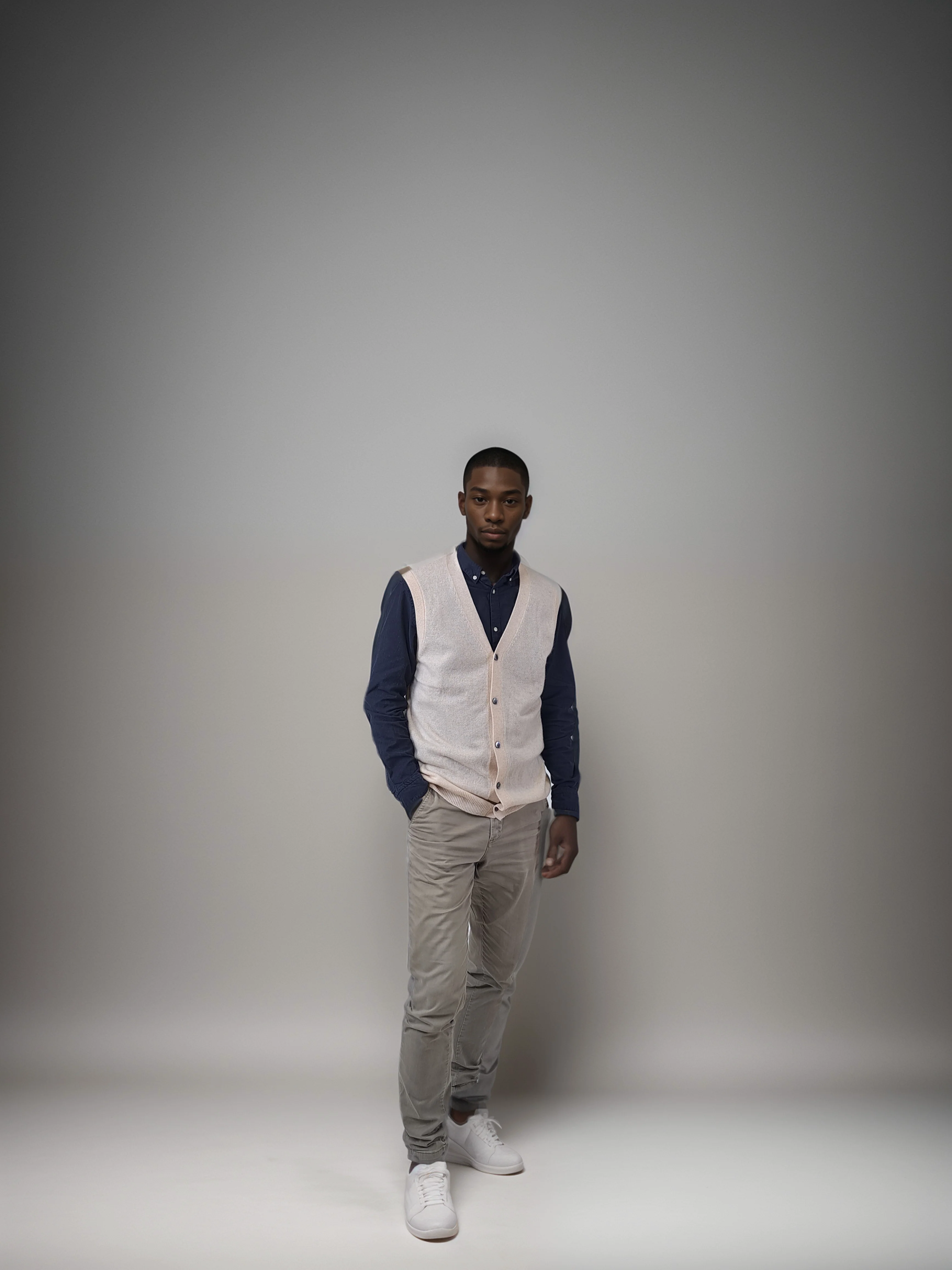 SY -1517 herre cardigan - 100% ren cashmere - mænd - lys beige - Image 3