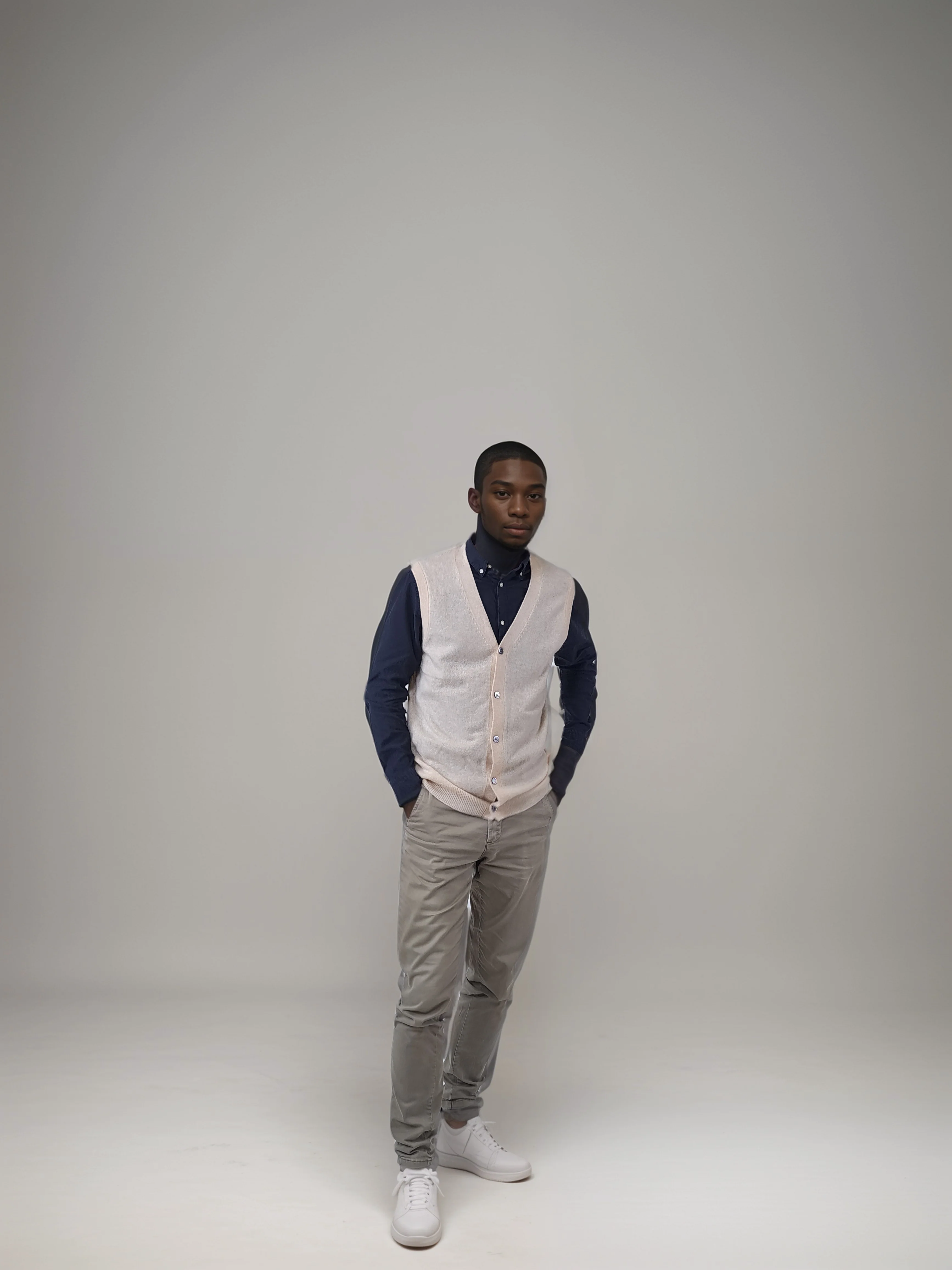 SY -1517 herre cardigan - 100% ren cashmere - mænd - lys beige - Image 4