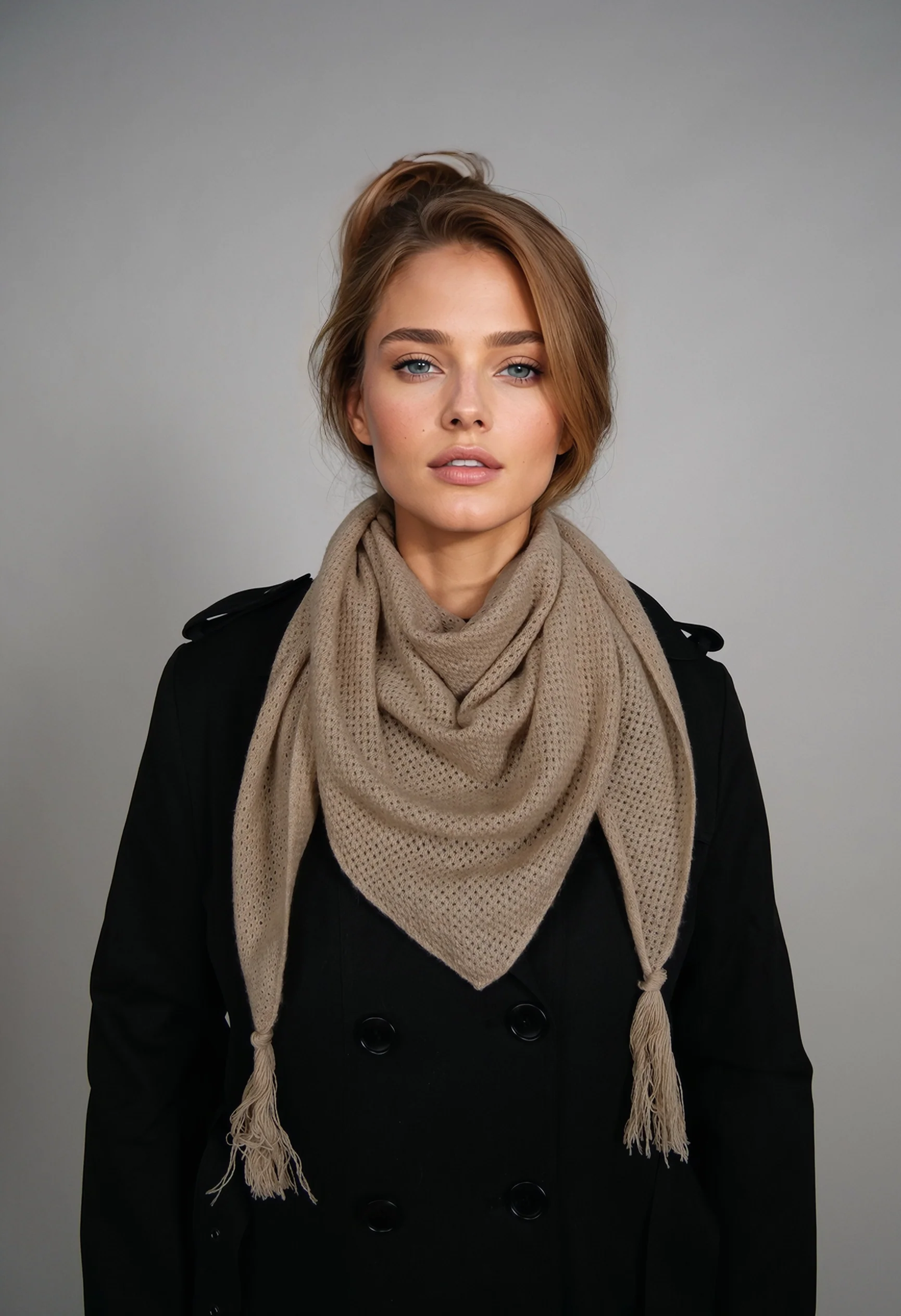 SY-1823 Tørklæde - 100 % ren kashmir - Tilbehør - Rice camel - Image 5