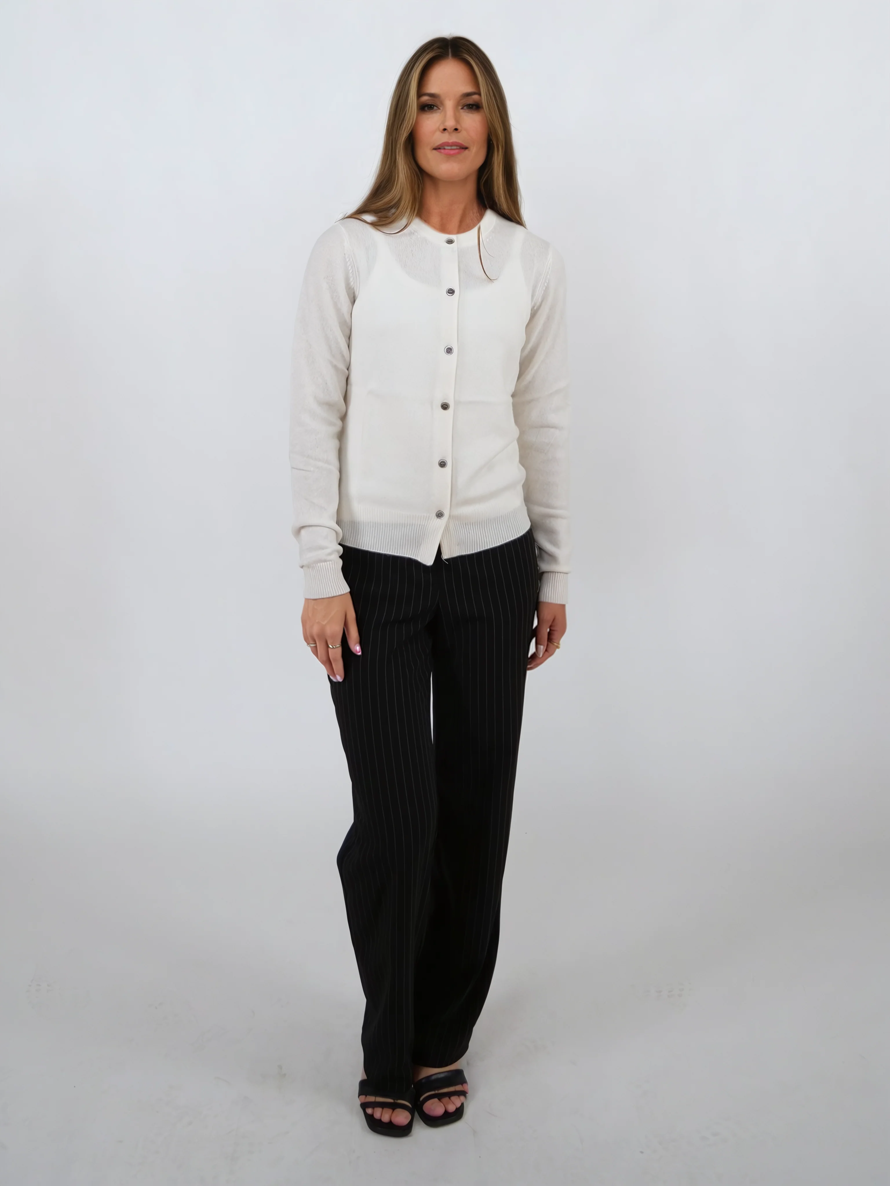 SY -23022-9 Cardigan - 100% Pure Cashmere - Kvinder - Hvid - Image 5