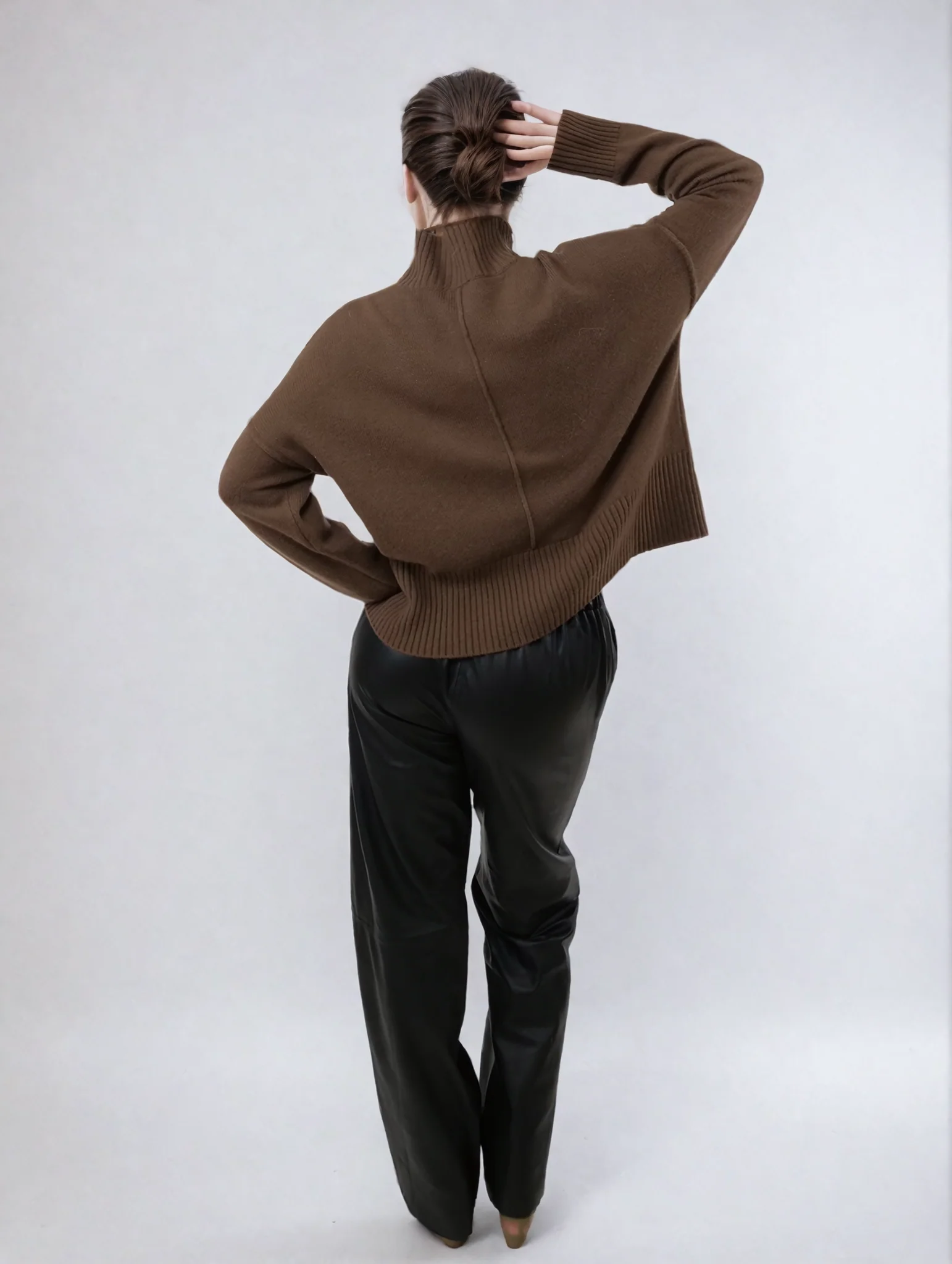 SY-23080 Sweater - 100% kashmir strik - Dame - Mørkebrun - Image 11