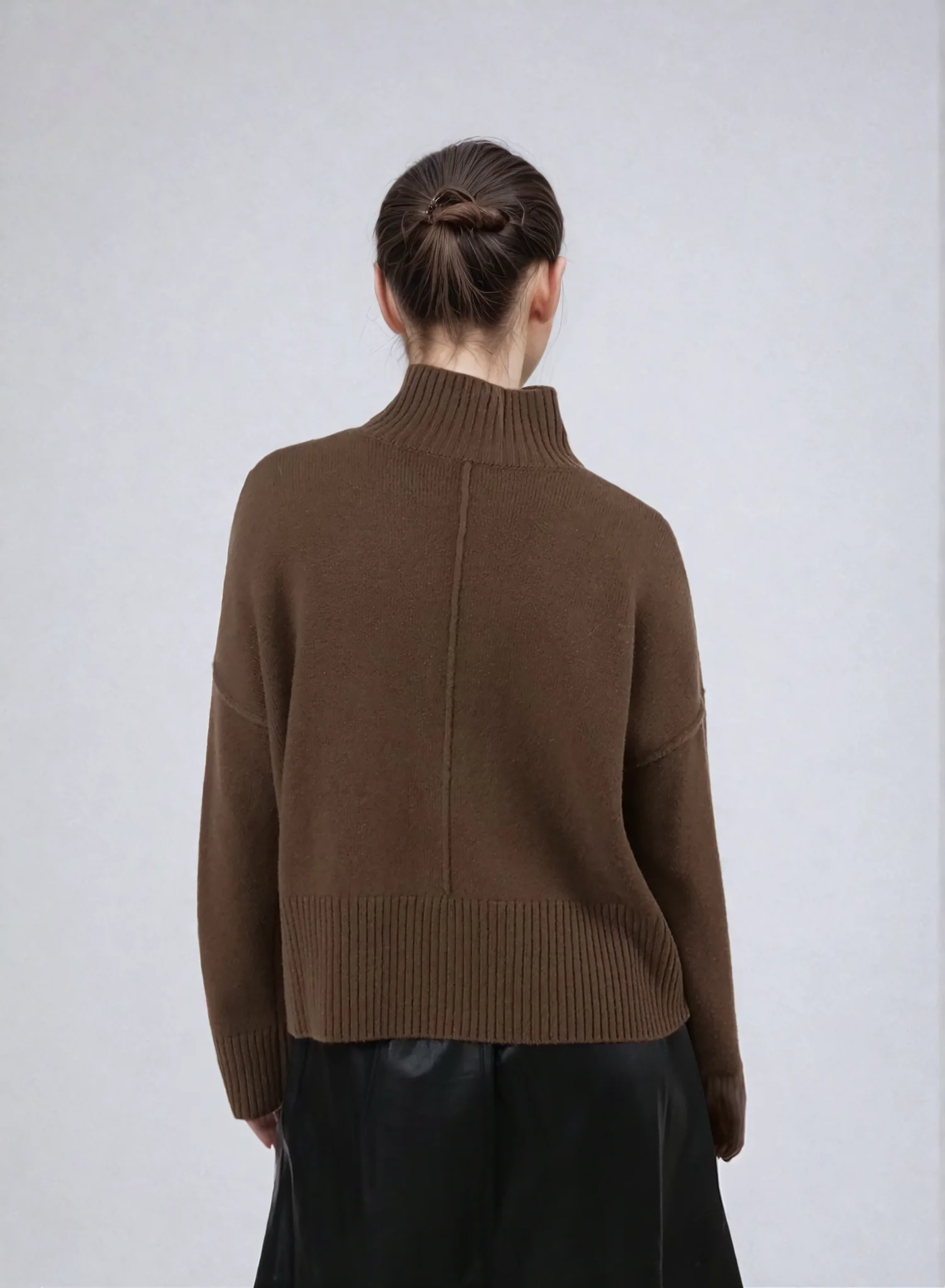 SY-23080 Sweater - 100% kashmir strik - Dame - Mørkebrun - Image 16