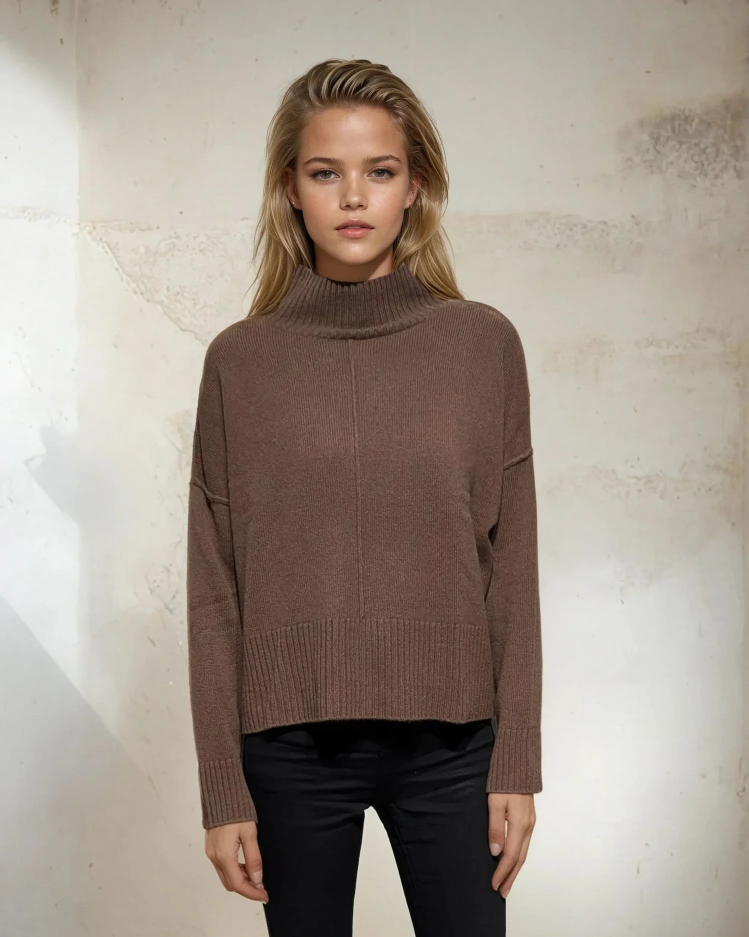SY-23080 Sweater - 100% kashmir strik - Dame - Mørkebrun - Image 21
