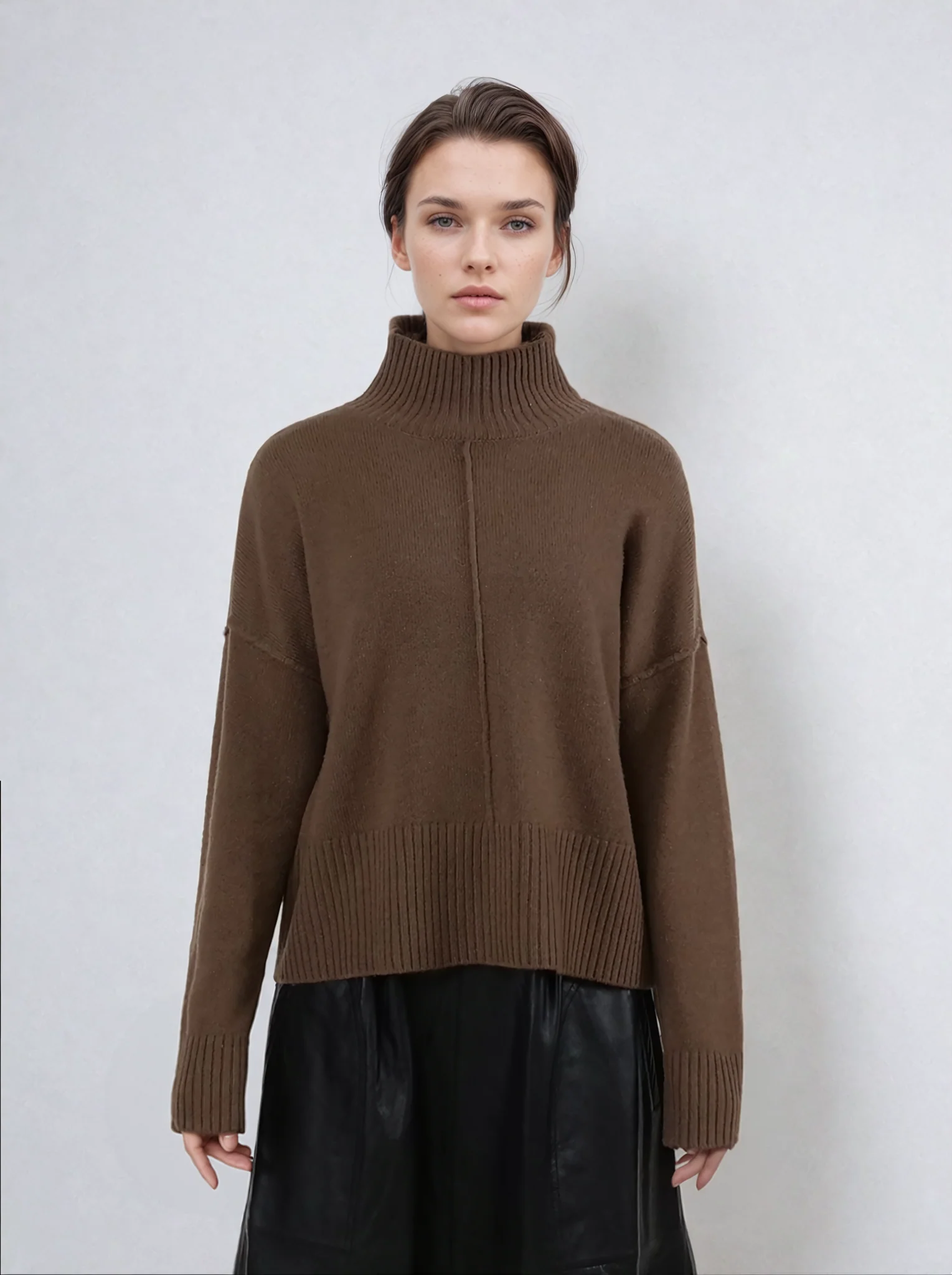 SY-23080 Sweater - 100% kashmir strik - Dame - Mørkebrun - Image 23