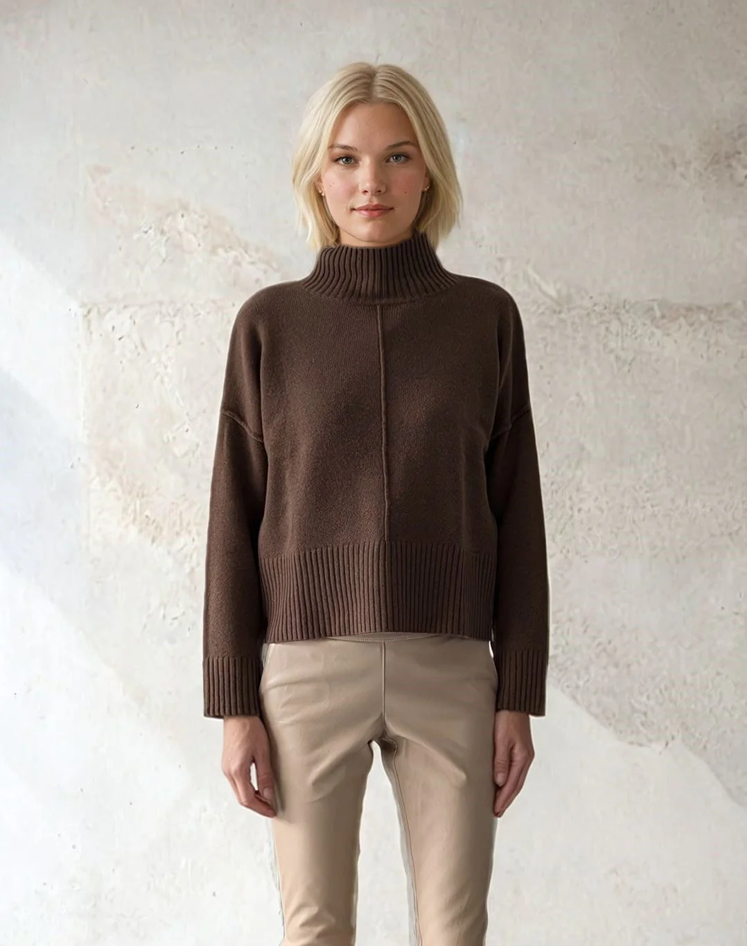 SY-23080 Sweater - 100% kashmir strik - Dame - Mørkebrun - Image 31