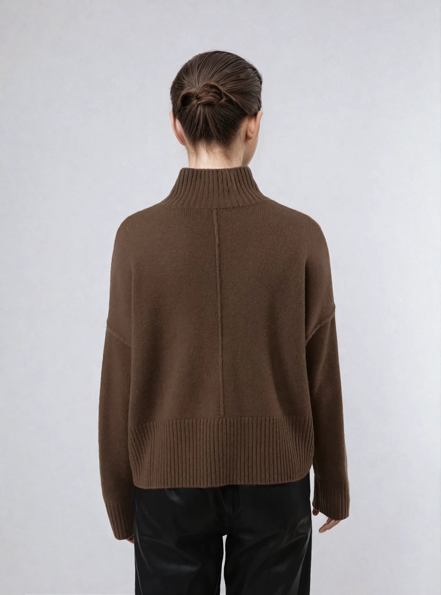 SY-23080 Sweater - 100% kashmir strik - Dame - Mørkebrun - Image 46