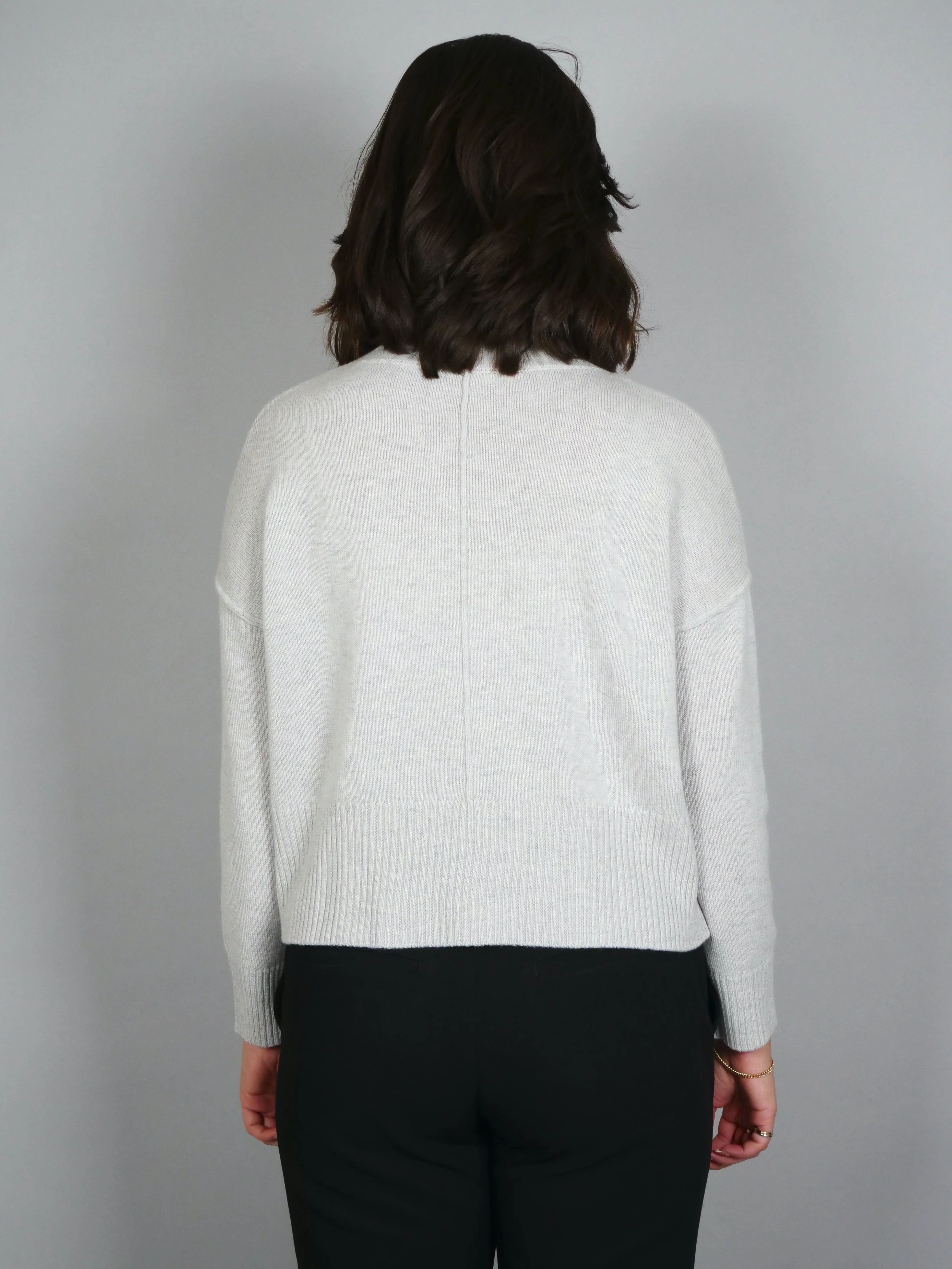 SY-23080 Sweater - 100% uld strik - Dame - Lysegrå - Image 3