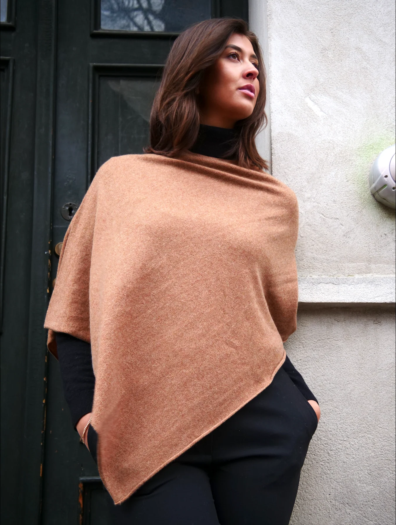 SY- 24001 Poncho - 100% Kashmir - Cashew - Image 6