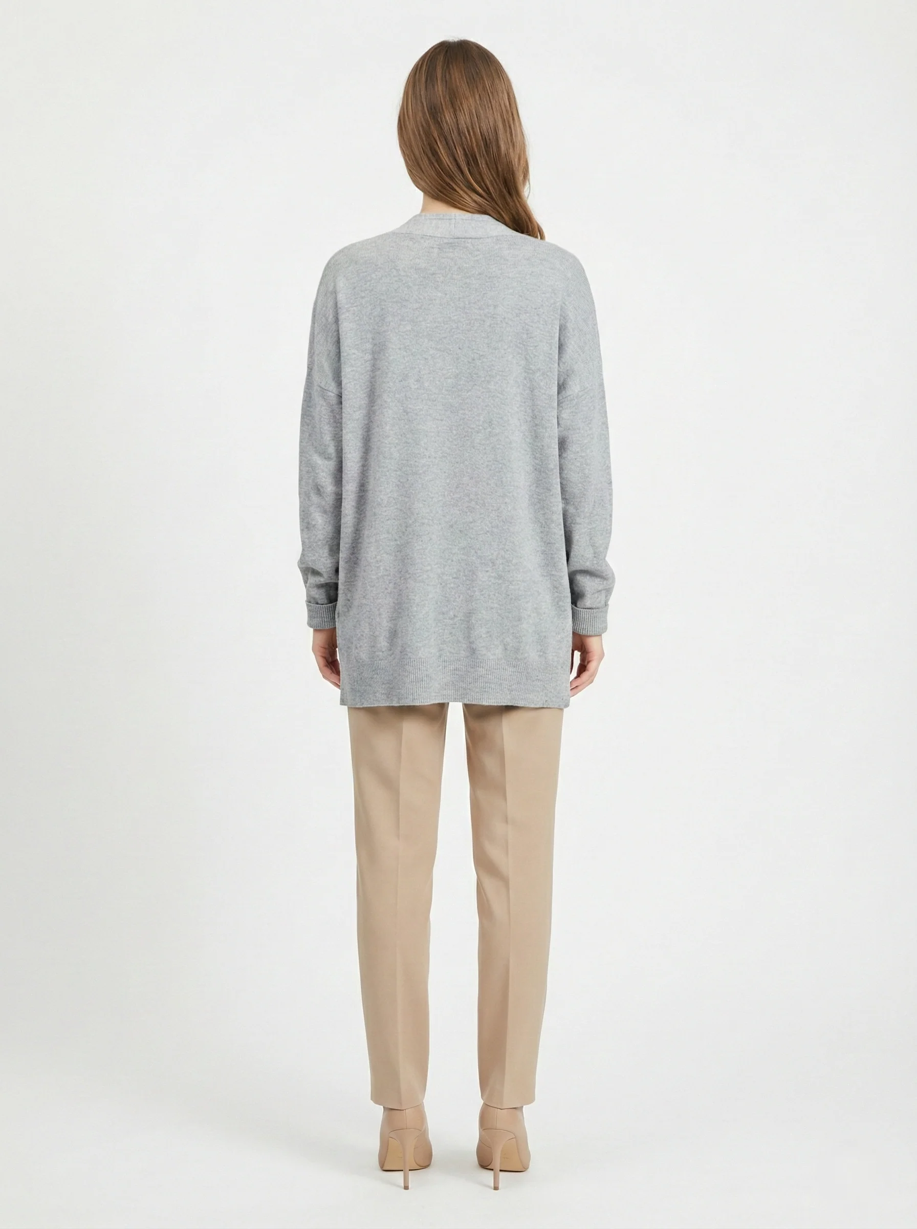SY-25005 lang cardigan - 100 % ren kashmir - kvinder - grå - Image 2