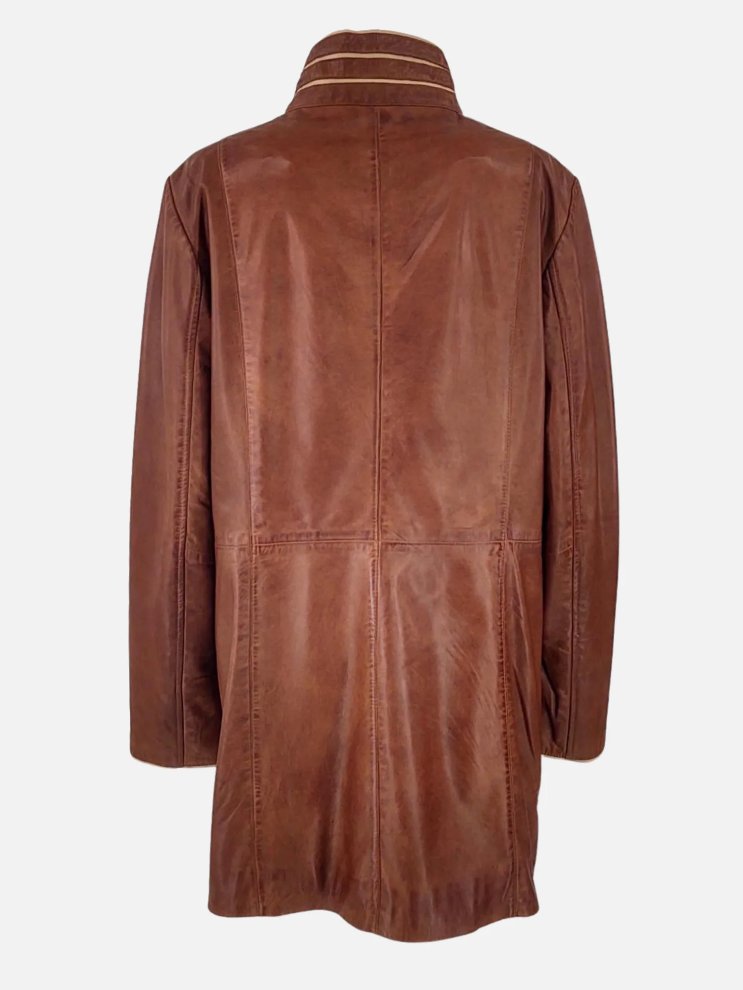 Tanika 80 cm. - Skindjakke - Dame - Cognac og beige - Image 2