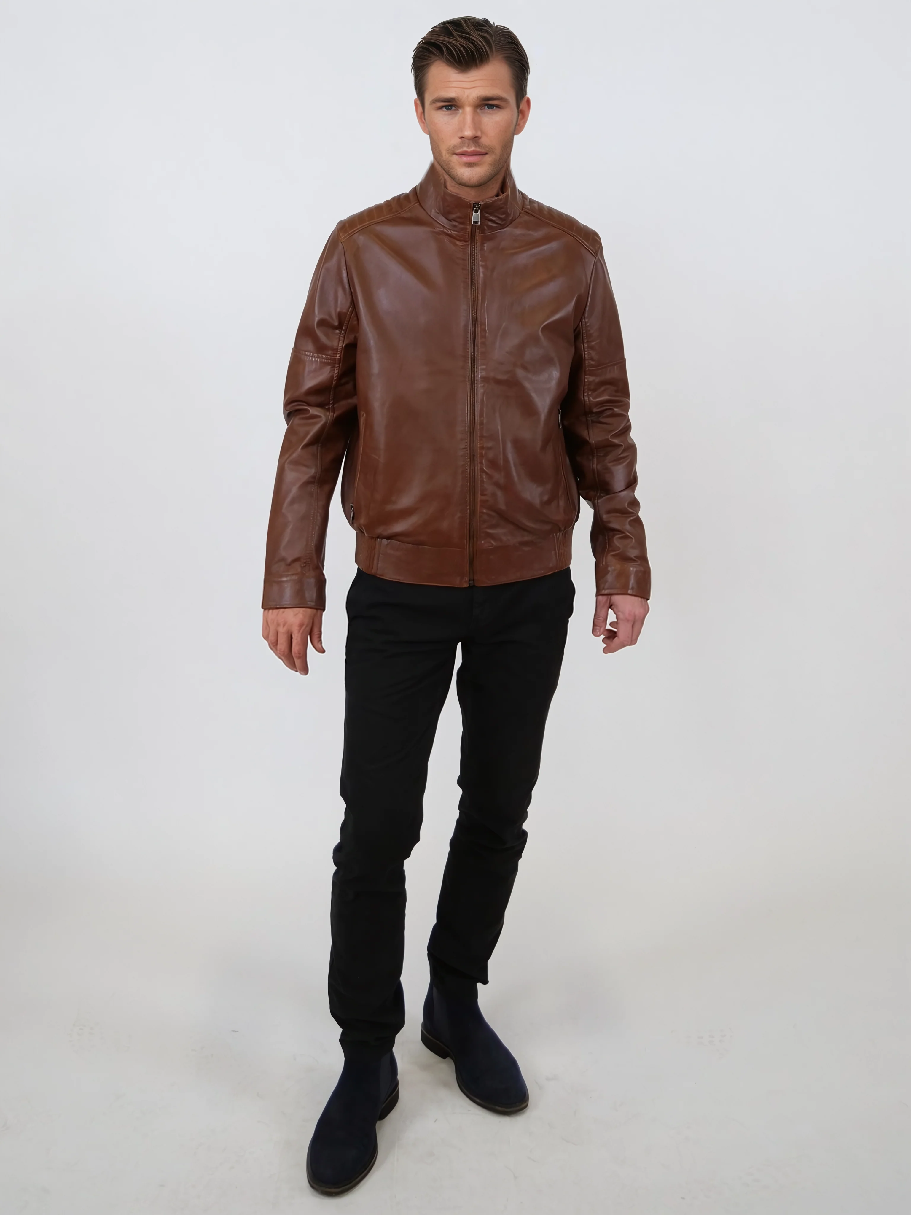 Tyson - Lamb Malli Leather - Man - Dark Cognac - Image 3