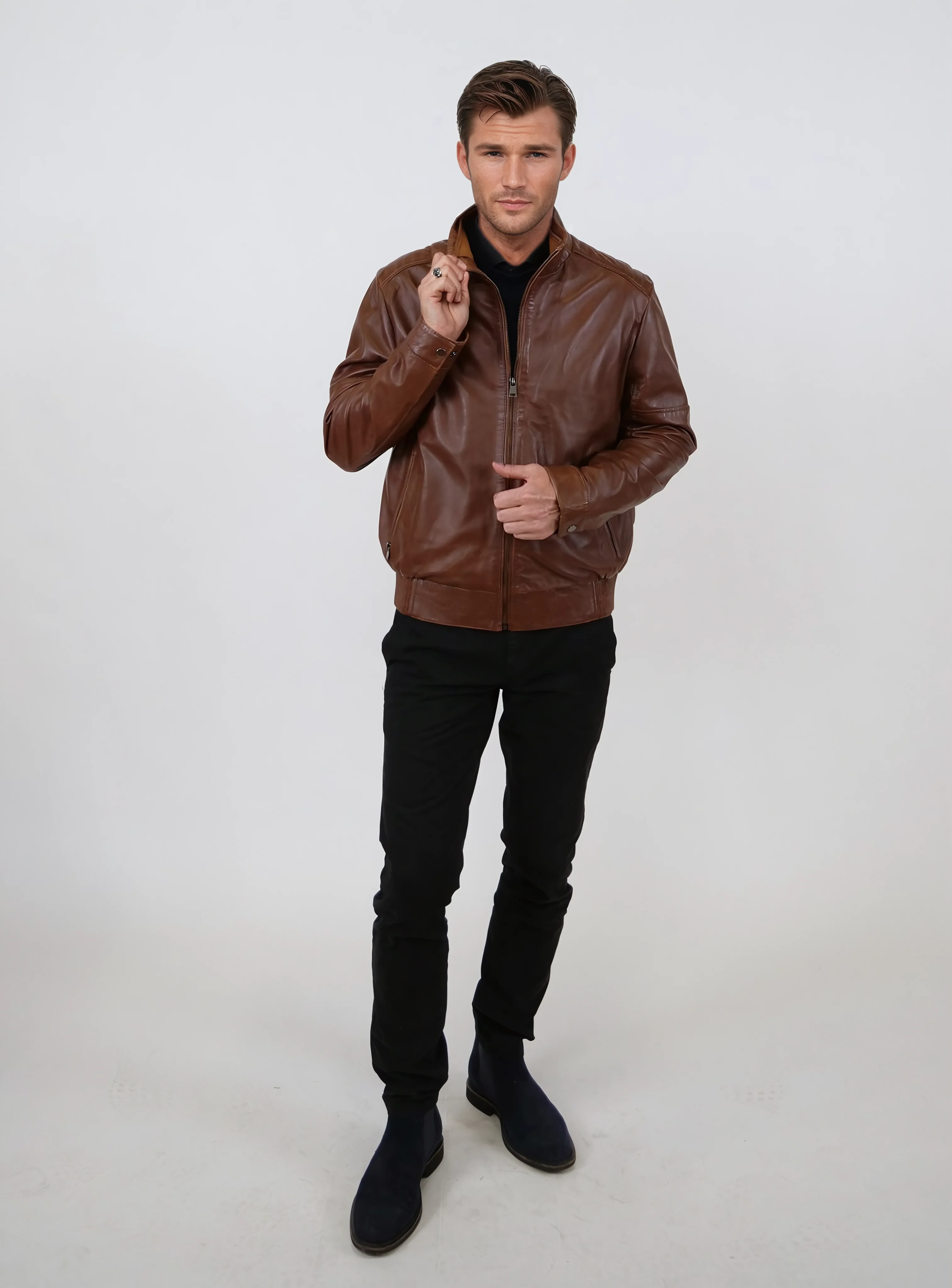 Tyson - Lamb Malli Leather - Man - Dark Cognac - Image 4