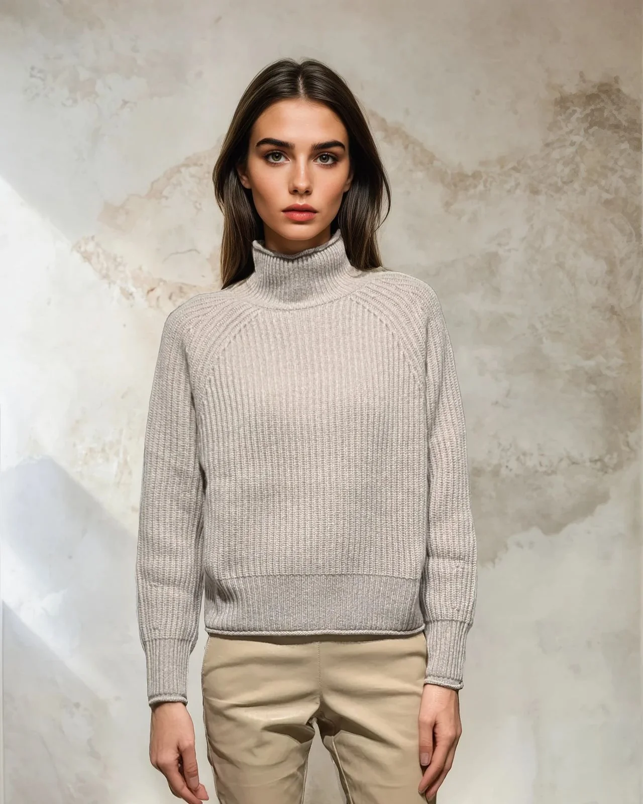 ZMSY-23516 Sweater - 100 % ren kashmir - Damer - Mørk creme