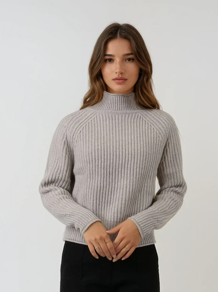 ZMSY-23516 Sweater - 100 % ren kashmir - Damer - Mørk creme - Image 2